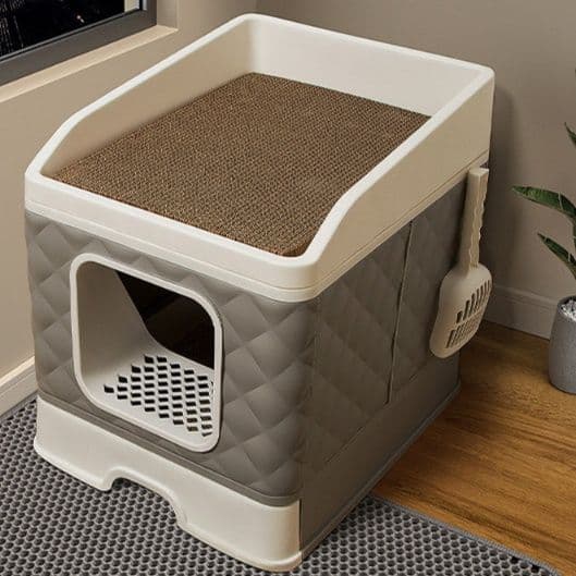 猫トイレ 二層式折りたたみ収納型猫トイレボックス