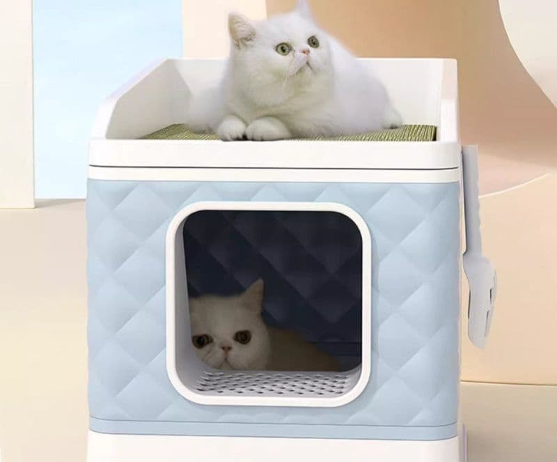 猫トイレ 二層式折りたたみ収納型猫トイレボックス