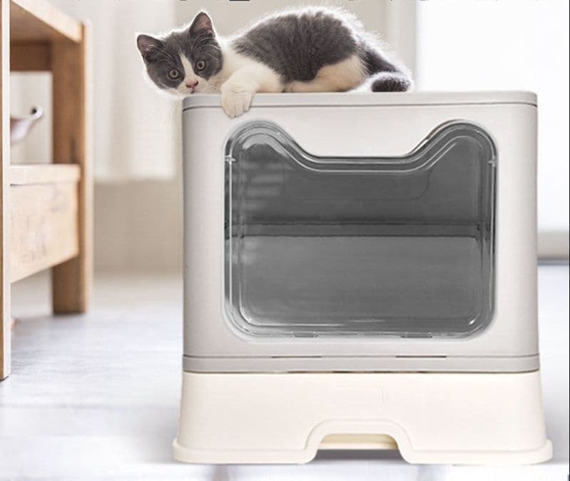 猫トイレ 上から入る縦型猫トイレ飛び散らない大型ボックス