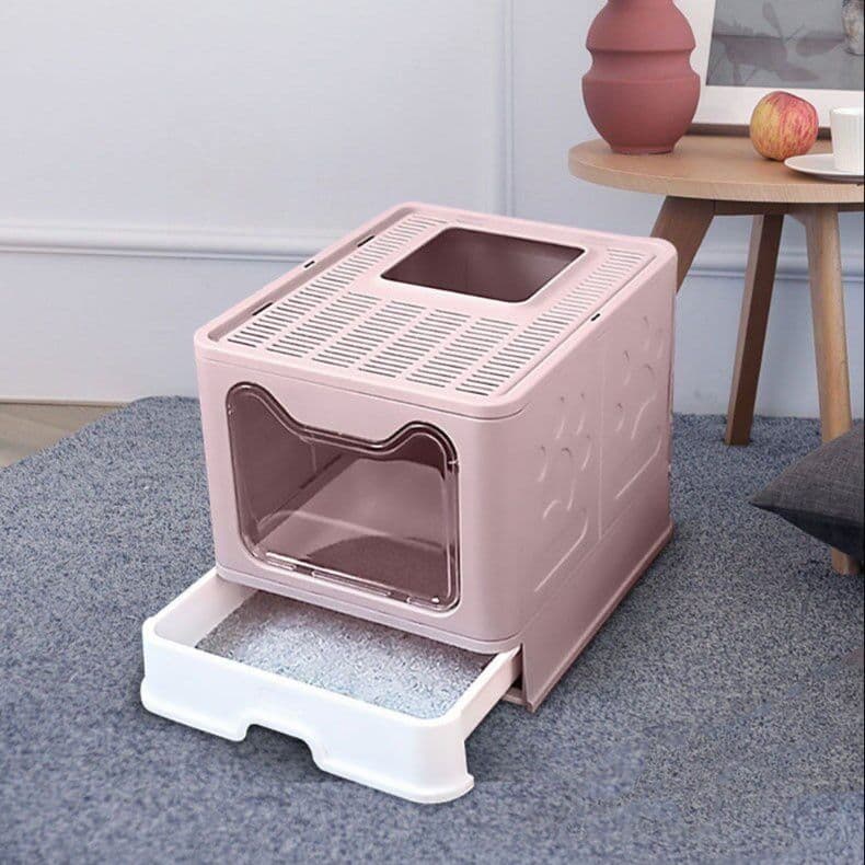 猫トイレ 上から入る縦型猫トイレ飛び散らない大型ボックス