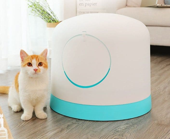 猫トイレ 上から入る丸型猫トイレ飛び散り防止