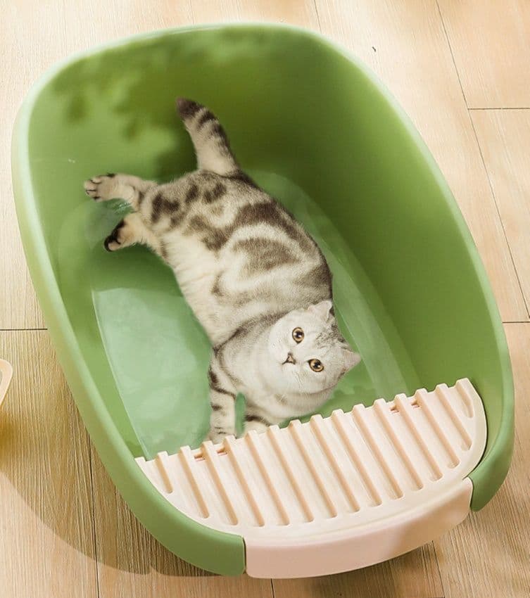 猫トイレ 大型特大猫用ゆったり深型砂飛び散り防止トイレ