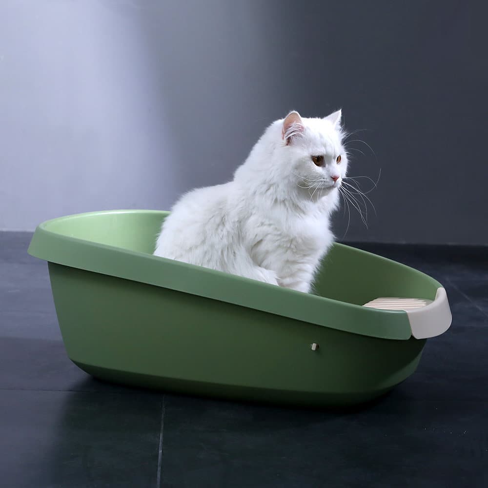 猫トイレ 小型楕円形猫砂取り板付き猫トイレ