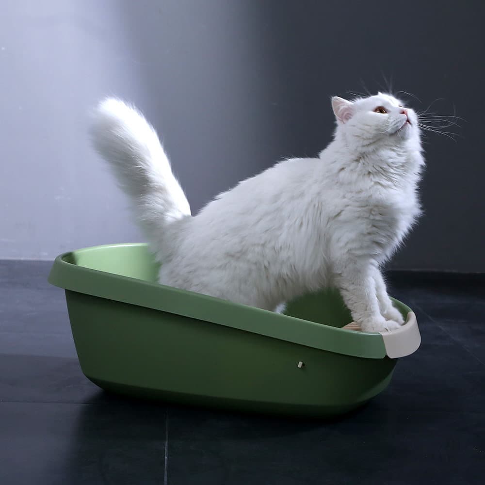 猫トイレ 小型楕円形猫砂取り板付き猫トイレ