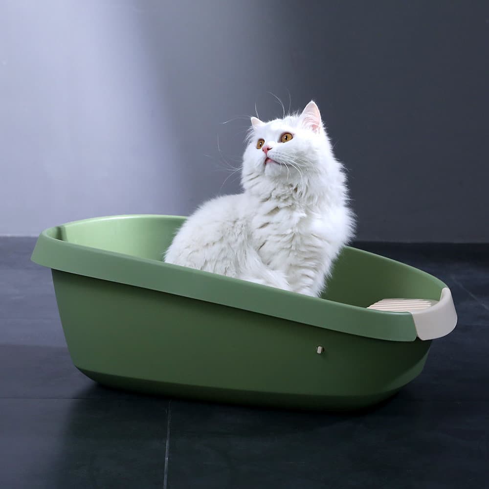 猫トイレ 小型楕円形猫砂取り板付き猫トイレ