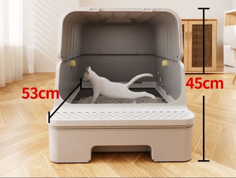 猫トイレ 引き出し式砂受け付き大型密閉猫用トイレ