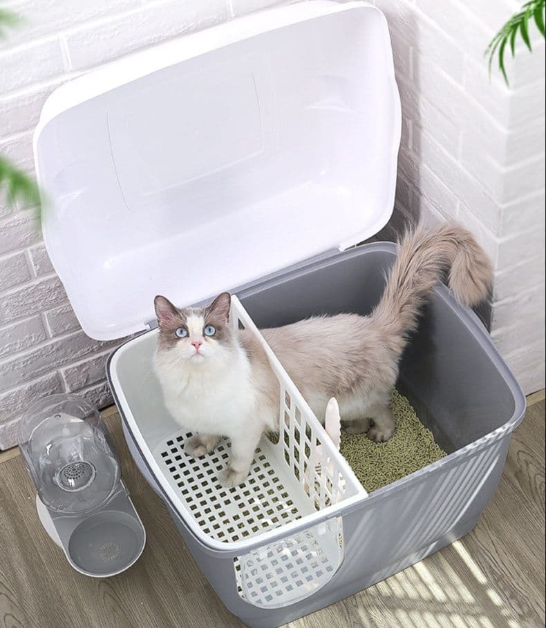 猫トイレ 長通路分離式蓋つき猫トイレ大型