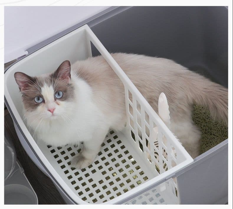 猫トイレ 長通路分離式蓋つき猫トイレ大型