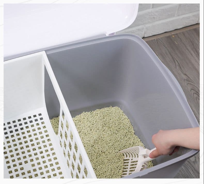 猫トイレ 長通路分離式蓋つき猫トイレ大型
