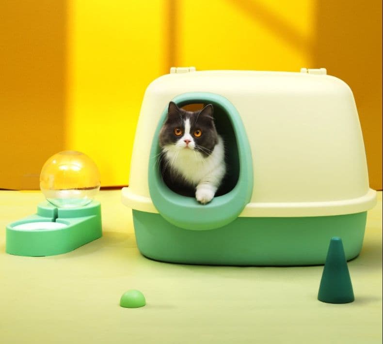 猫トイレ 上部開閉式猫トイレドーム型換気窓付き