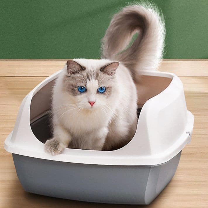 猫トイレ 高壁設計半開放式猫トイレ砂飛び散り防止