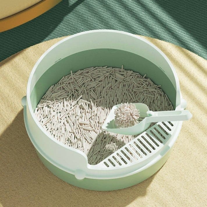 猫トイレ 子猫用丸型オープン猫トイレ砂落とし格子付き