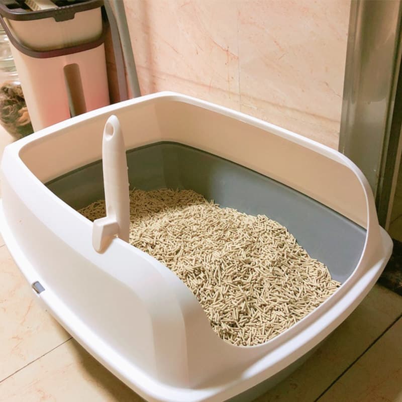 猫トイレ 高壁設計半開放式猫トイレ砂飛び散り防止